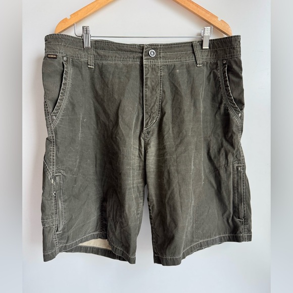 KÜHL Ramblr shorts olive green vintage patina dye cargo pockets Men 38 - Picture 2 of 15